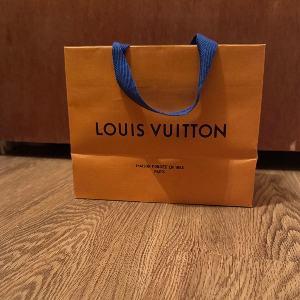 Louis Vuitton Orange Bag With Blue Handles